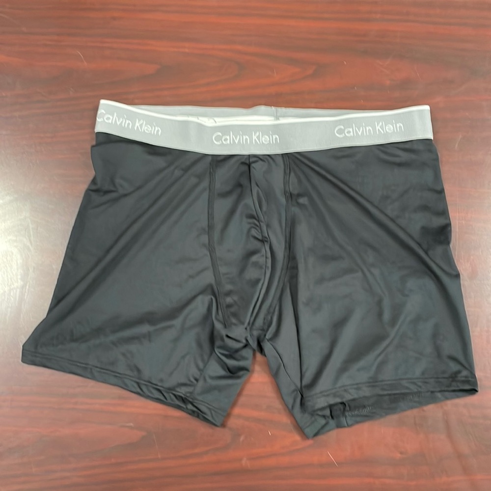 Black mens Calvin Klein boxer briefs.